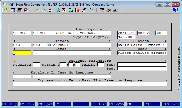 After providing <Target>, which is mandator, cursor stays at <Cargo> field. Attaching a <Cargo> with the flow is optional. If left blank, <Target> will be hit by an email without any data (Cargo) attached. After providing <Target>, which is mandator, cursor stays at <Cargo> field. Attaching a <Cargo> with the flow is optional. If left blank, <Target> will be hit by an email without any data (Cargo) attached.