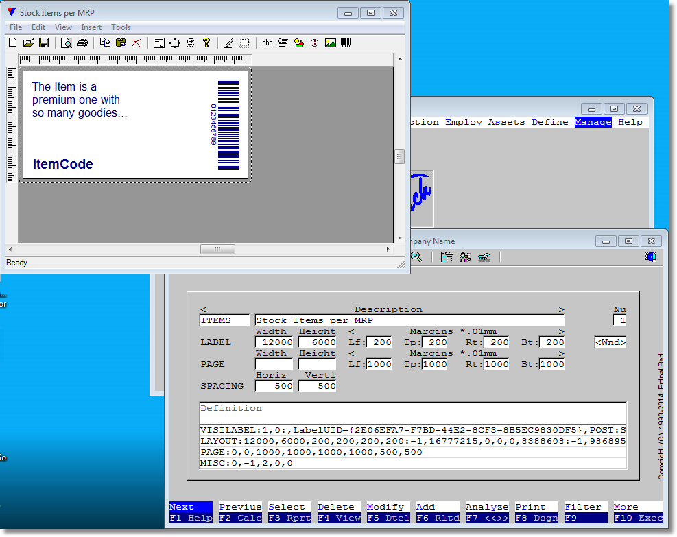 A view of VouchLabels interface in execution at design time. At the background is Vouch main window, then <Vouch Labels> module executed in a separate thread, then VouchLabels design dialog (modal). A view of VouchLabels interface in execution at design time. At the background is Vouch main window, then <Vouch Labels> module executed in a separate thread, then VouchLabels design dialog (modal).