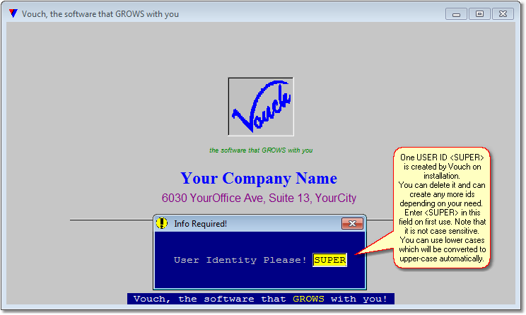 Enter user identity Enter user identity